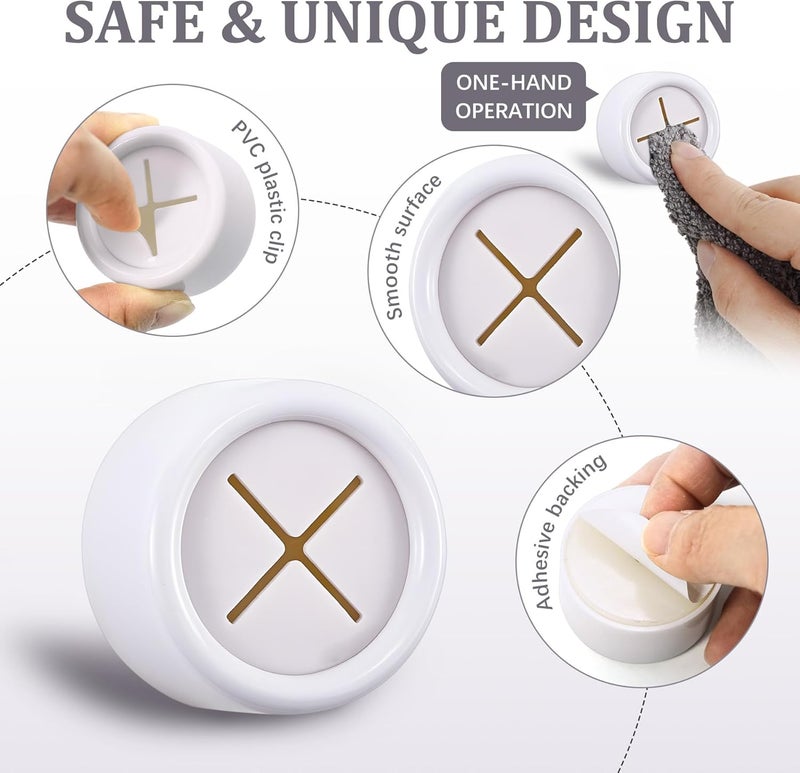 Philbinden 3 Pieces Kitchen Towel Hooks Round Adhesive Dish Towel Hook Premium Chrome Finish & Easy Installation Wall Mount Hand Towel Hook Ideal as Bathroom, Shower or Outdoor Towel Holders (White) - Image 4